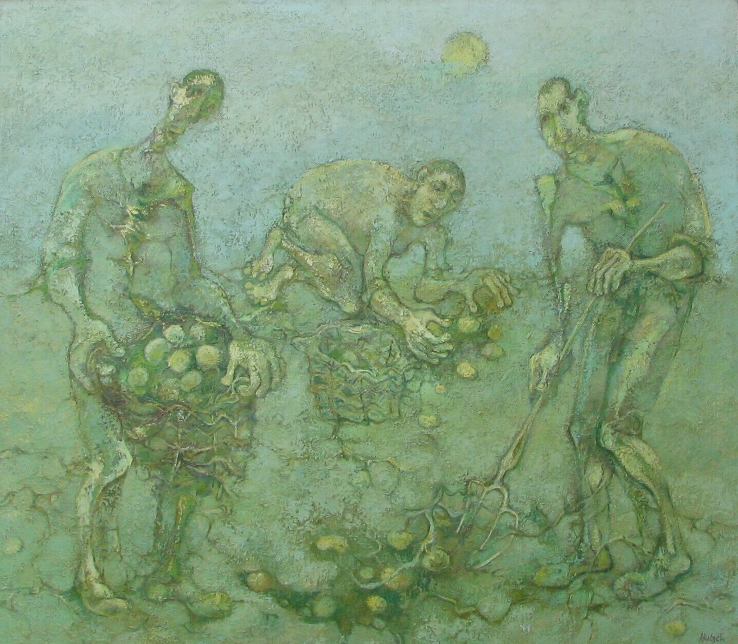 Aardappelrooiers Sjef Hutschemakers.