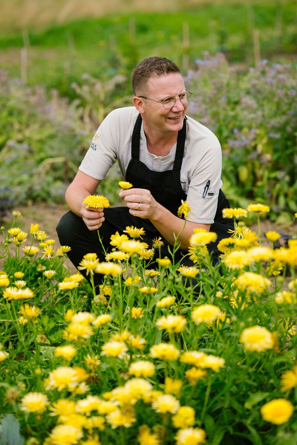 Chef Guido in the garden Les Salons.